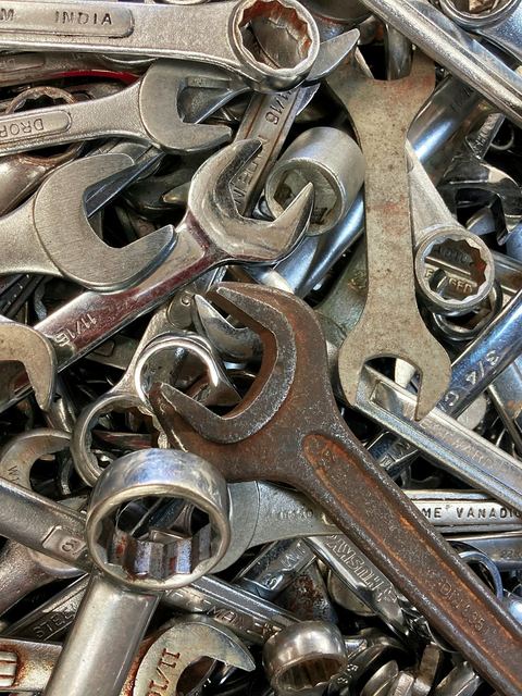 Wrenches laid out and ready for the next job